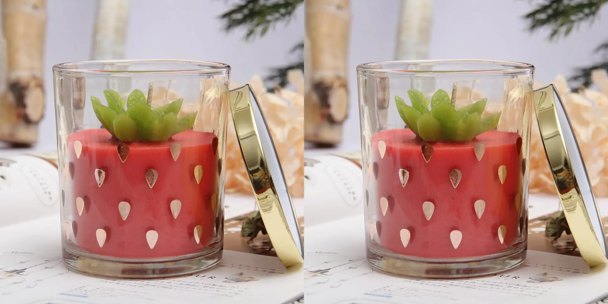 The Better Home 52 Hrs Scented Candles for Home Decor Christmas Candles Gift Set Aroma Candles for Bedroom Wedding Gifts for Couple Special Reusable Glass Jar Strawberry Scent