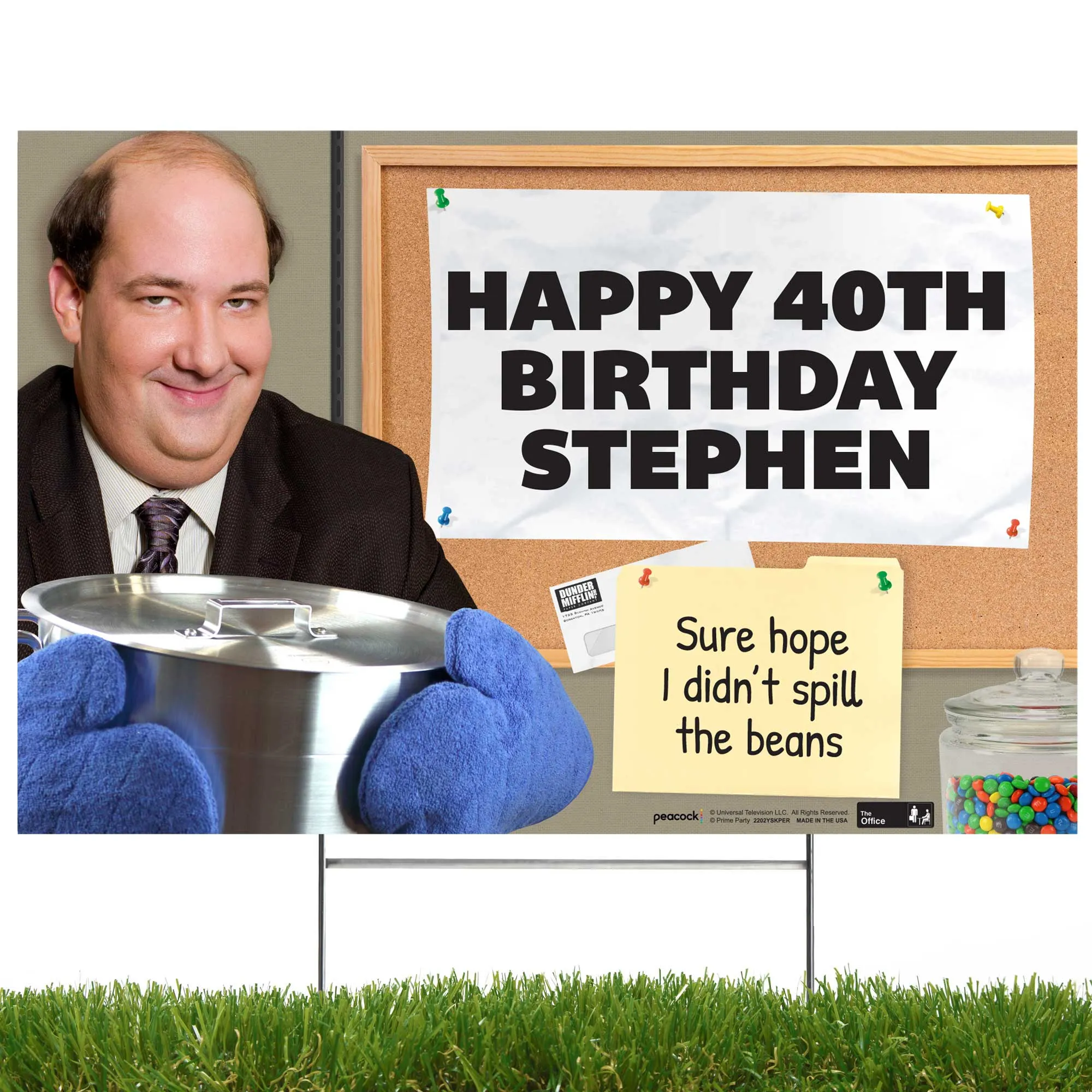 The Office Personalized Yard Sign with Kevin Malone, Sure Hope I didn’t Spill the Beans