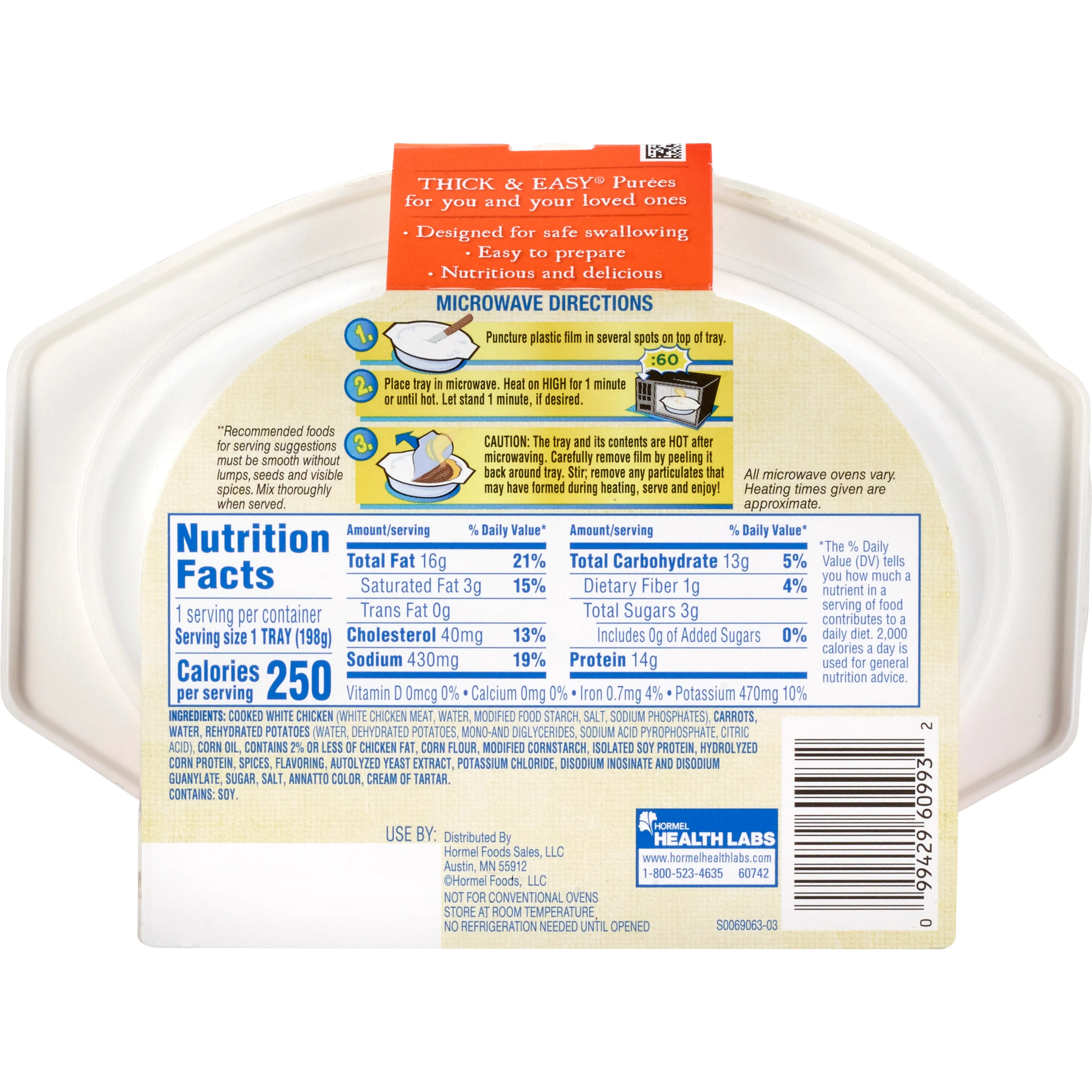 Thick & Easy® Ready to Use Purées Roasted Chicken with Potatoes and Carrots Purée, 7 oz. Tray