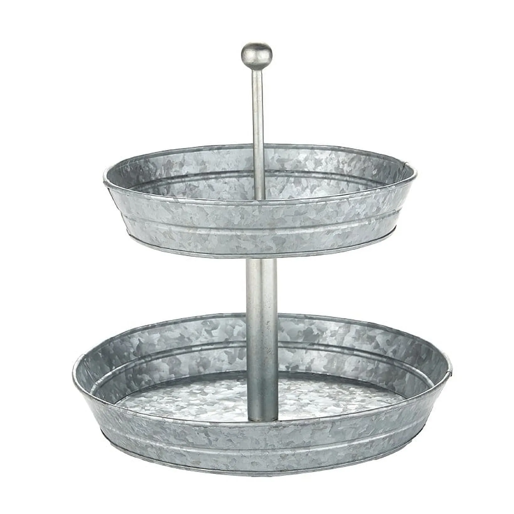 timeless 3-Tier Rustic Vertical Kitchen Stand with Galvanized Metal Storage Trays 11-7/8"_dia_x_12-1/4"h 11-7/8"_dia_x_12-1/4"h