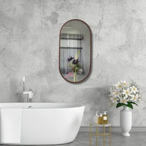 TINITALO Modern Elegance Capsule Shape Wall-Mounted Mirror Metal Framed Wall Mirror Bathroom Mirror Living Room Mirror Home Decor Mirror 18 x 36 Inches Color Copper MF 113