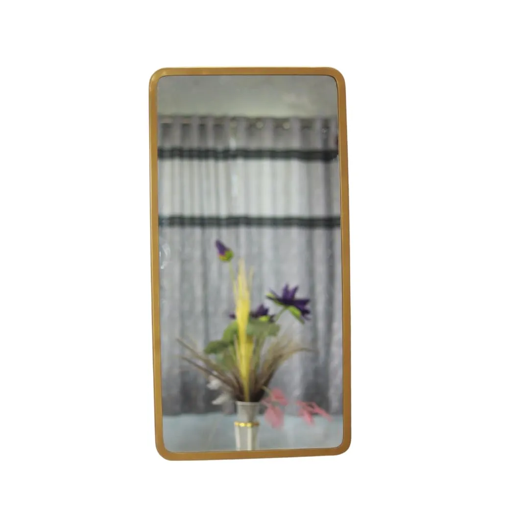 TINITALO Modern Elegance Rectangular Wall-Mounted Mirror Metal Framed Wall Mirror Bathroom Mirror Living Room Mirror Home Decor Mirror 18 x 36 Inches Golden MF 98