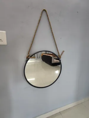 TINITALO Modern Elegance Round Wall-Mounted Mirror Metal Framed Wall Mirror Bathroom Mirror Living Room Mirror Home Decor Mirror 24 x 24 Inches Color Black MF 123