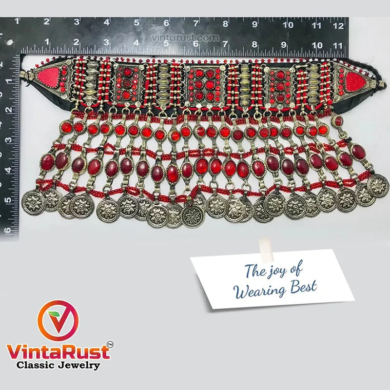 Traditional Handmade Choker With Red Glass Stones