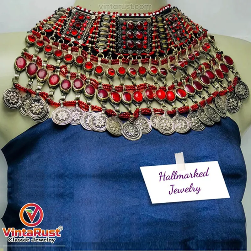Traditional Handmade Choker With Red Glass Stones