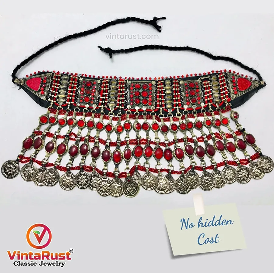 Traditional Handmade Choker With Red Glass Stones
