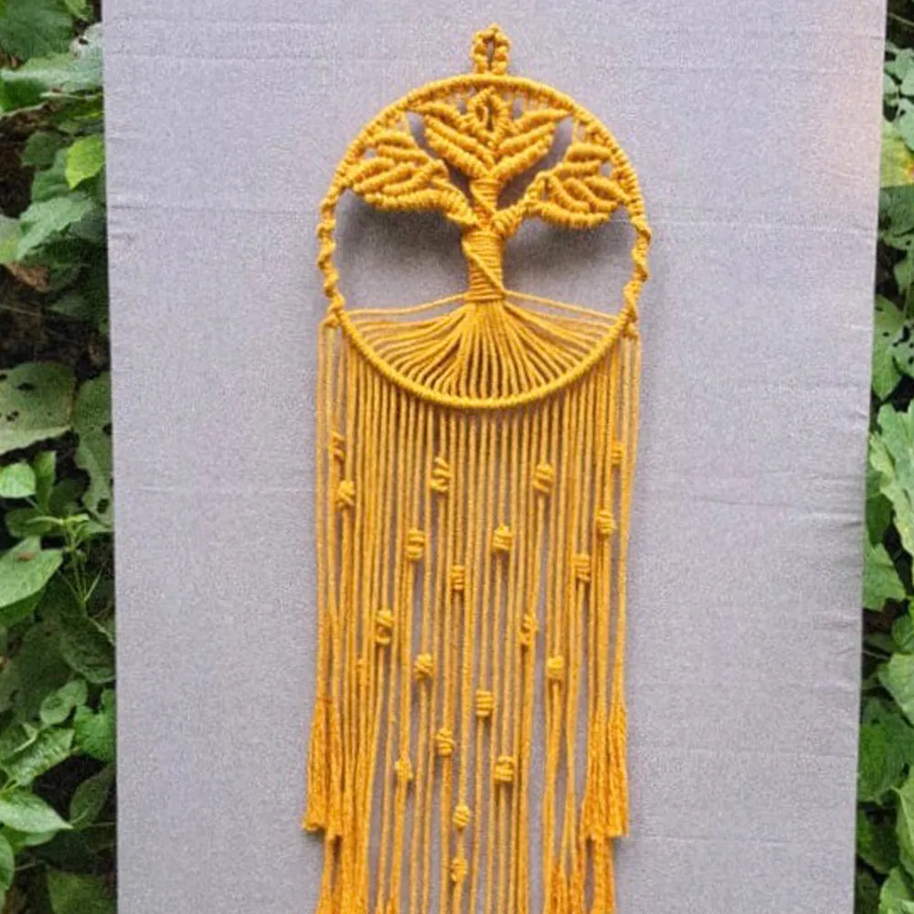 Tree of Life Dream-Catcher Wall Hanging - Mustard