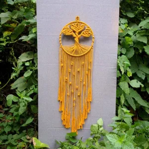 Tree of Life Dream-Catcher Wall Hanging - Mustard