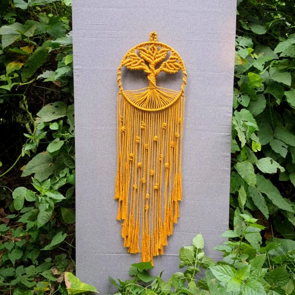 Tree of Life Dream-Catcher Wall Hanging - Mustard