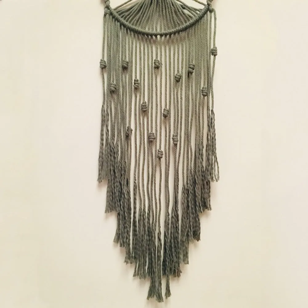 Tree of Life Dream-Catcher Wall Hanging - Olive Green