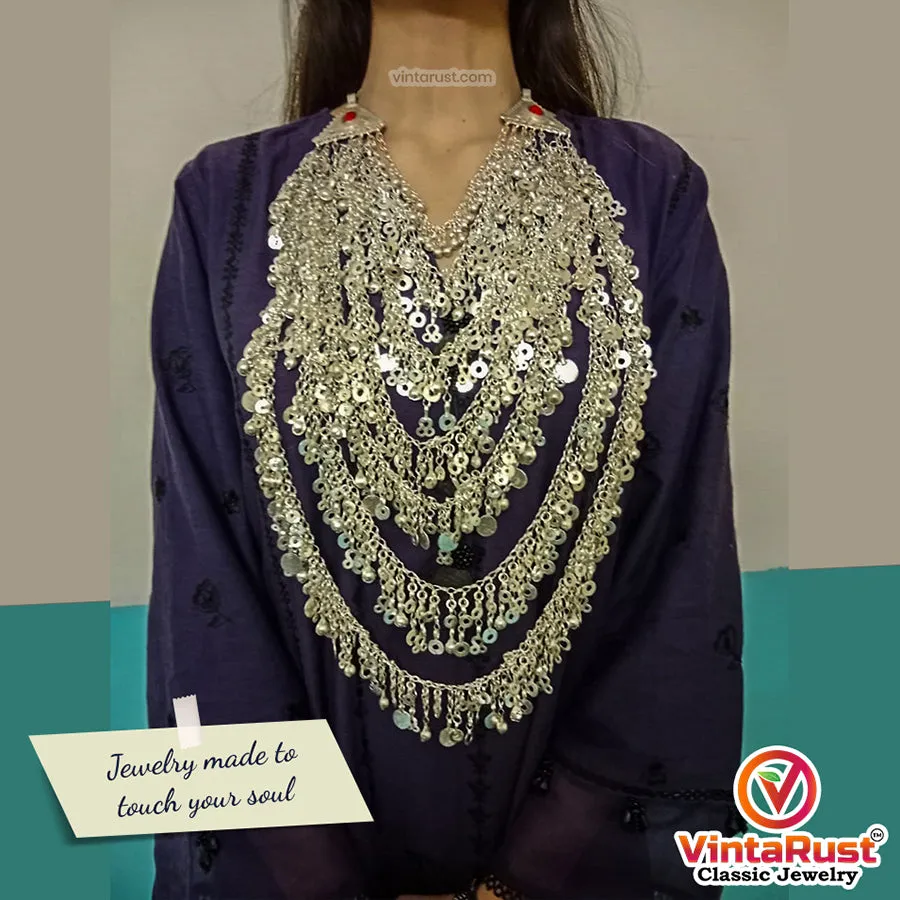 Tribal Multilayers Massive Silver Kuchi Necklace