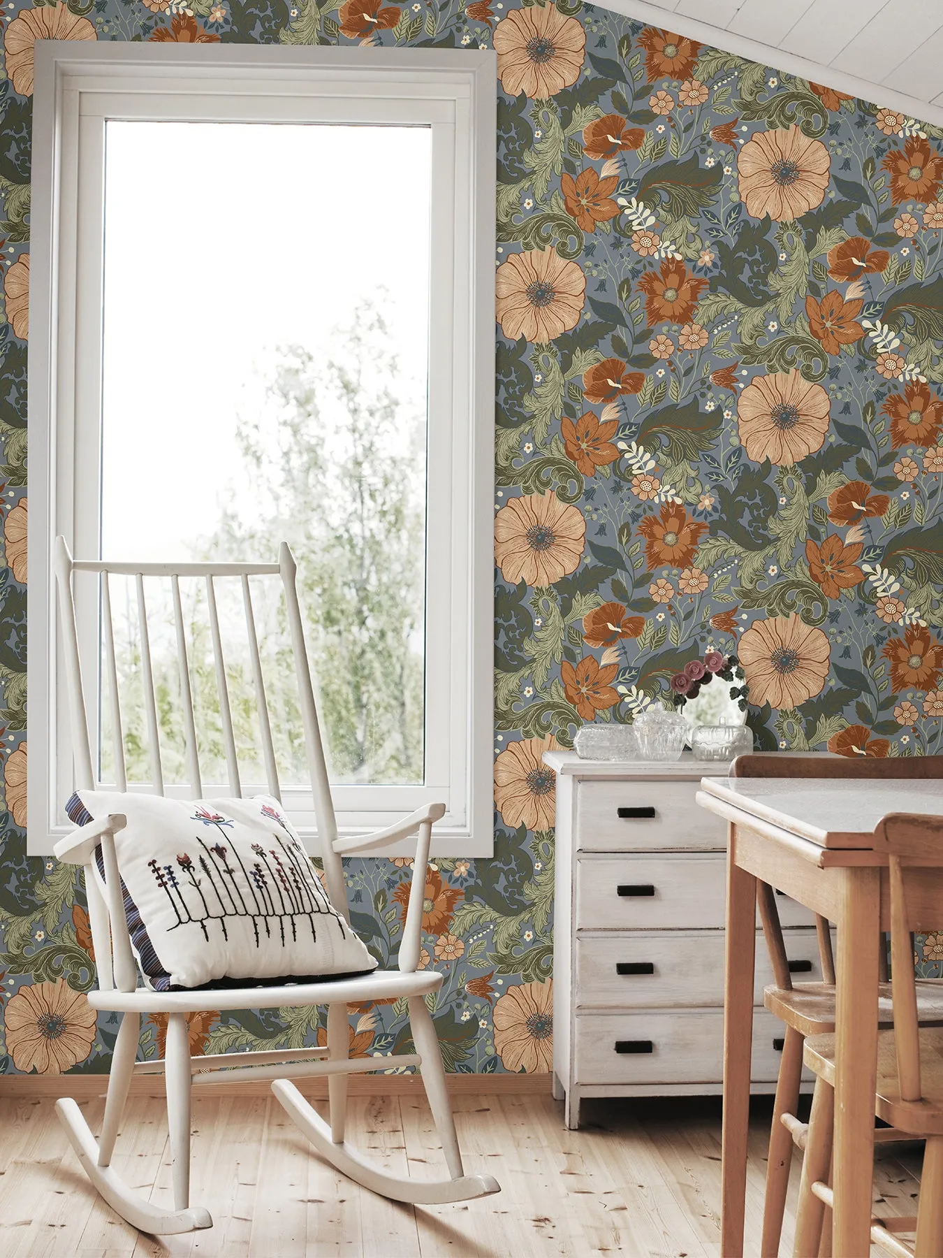 Victoria Pastel Floral Nouveau Wallpaper