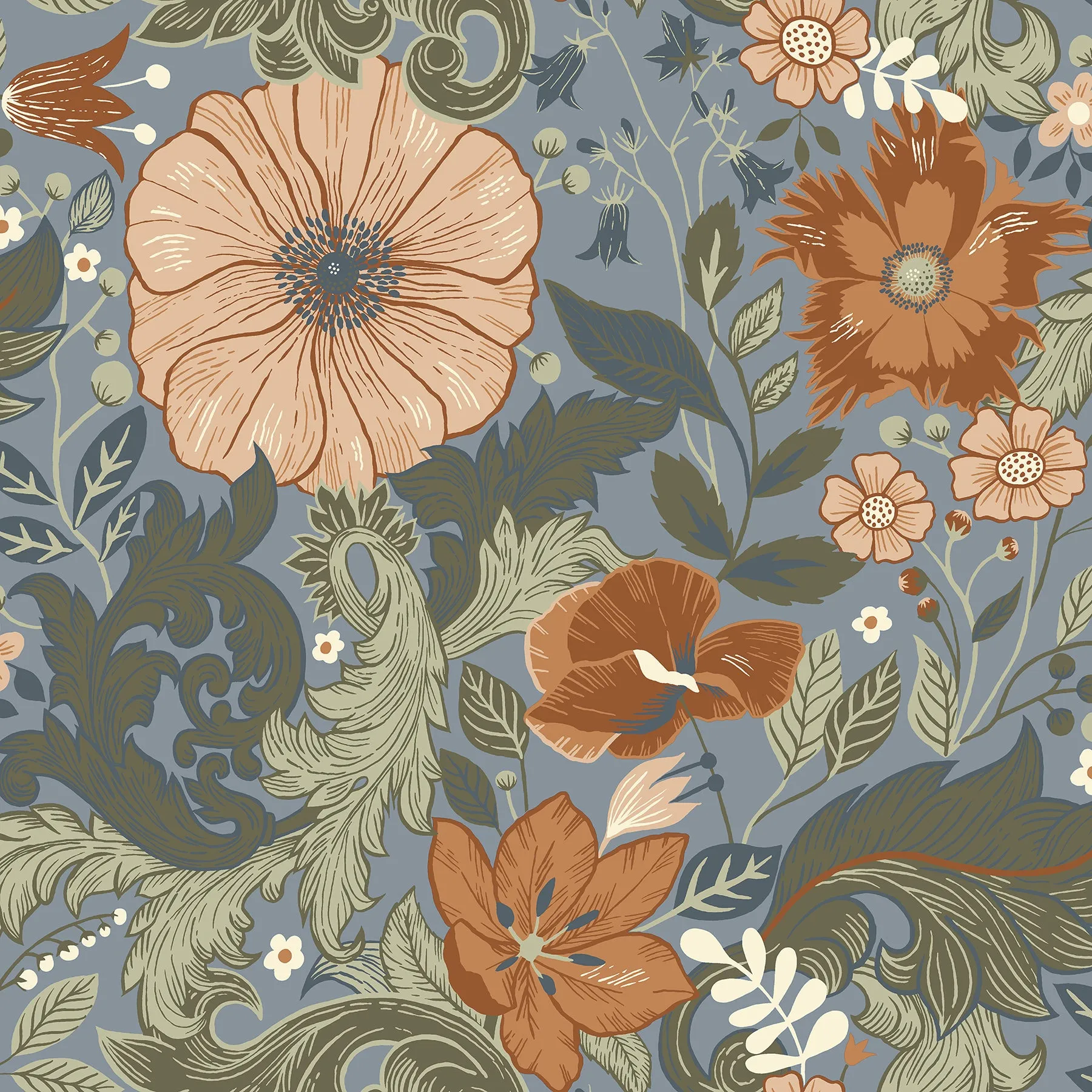 Victoria Pastel Floral Nouveau Wallpaper