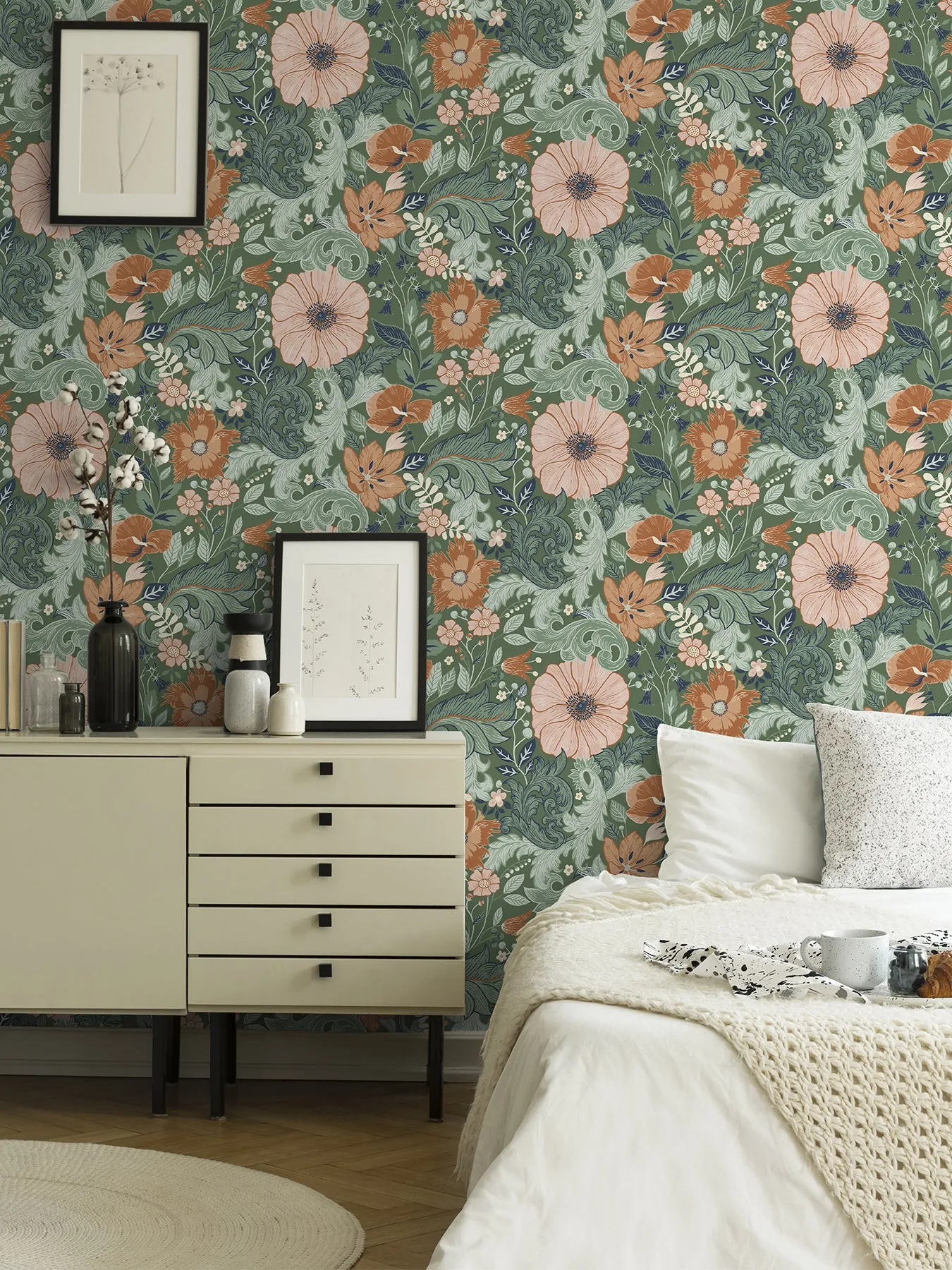 Victoria Pastel Floral Nouveau Wallpaper