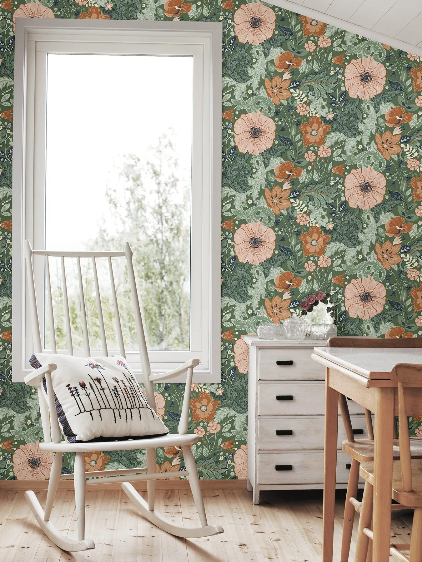 Victoria Pastel Floral Nouveau Wallpaper