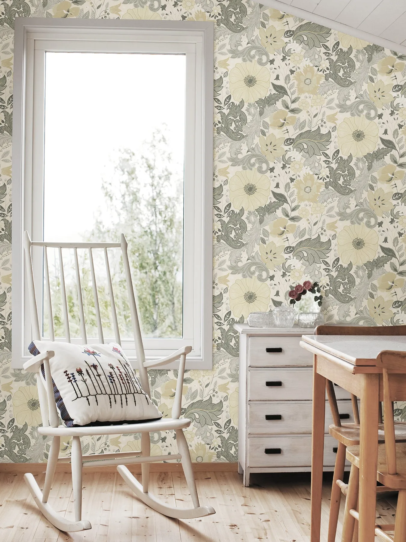 Victoria Pastel Floral Nouveau Wallpaper