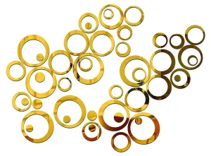Wall1ders Acrylic 40 Rings Mirror Wall Stickers (Golden) Mirror Stickers for Wall.