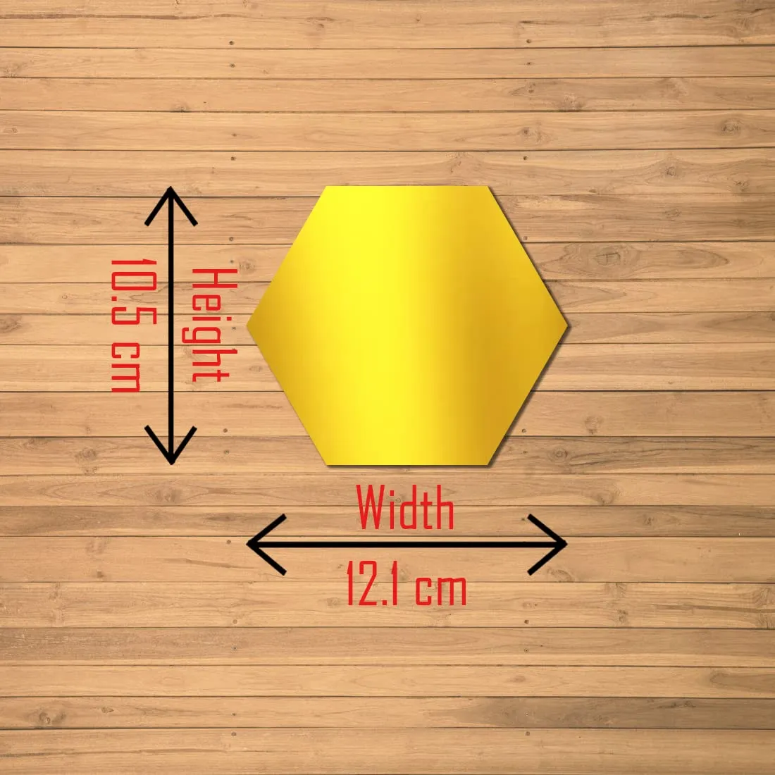 WallDaddy Mirror Stickers for Wall | Pack of (12 Gold Hexagun - 3D Acrylic Decorative Mirror Wall Stickers , Mirror for Wall | Home | Almira | Bedroom | Livingroom | Kitchen | Hall | KidsRoom Etc.