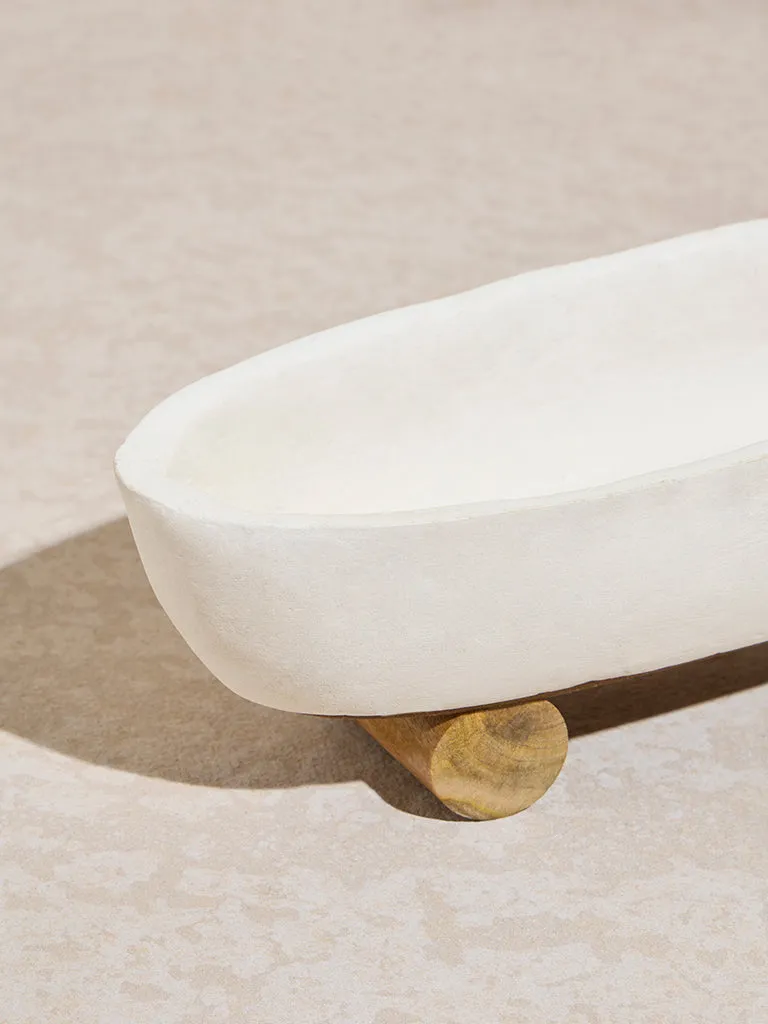 Westside Home White Paper Mache Serving Platter