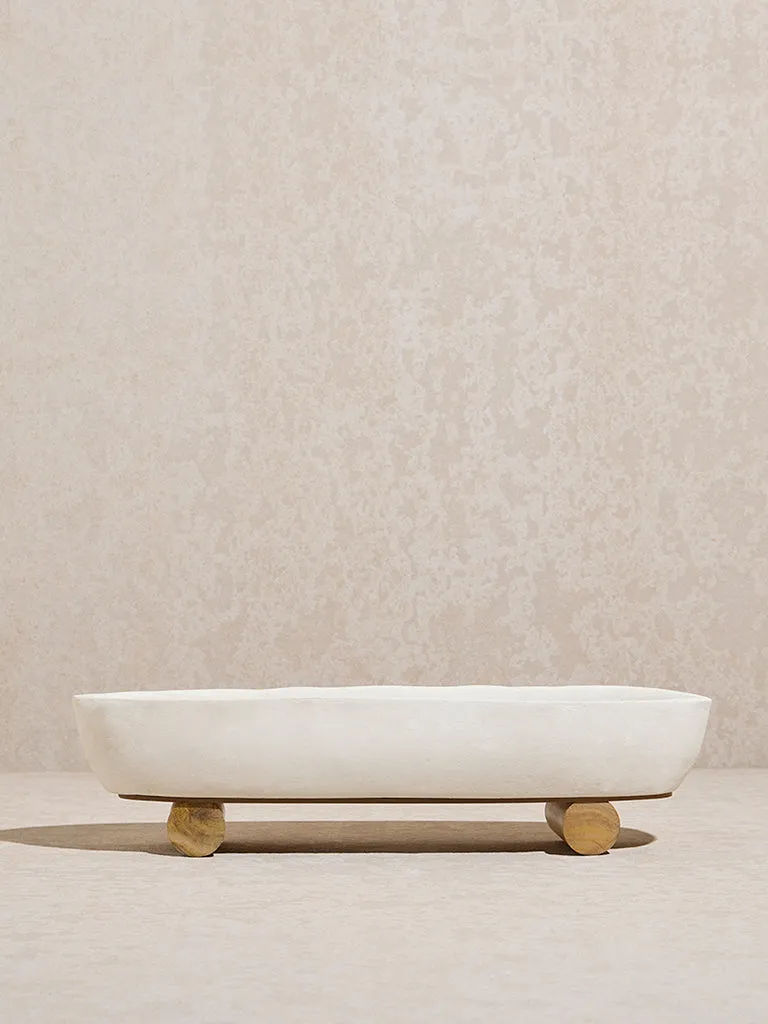 Westside Home White Paper Mache Serving Platter