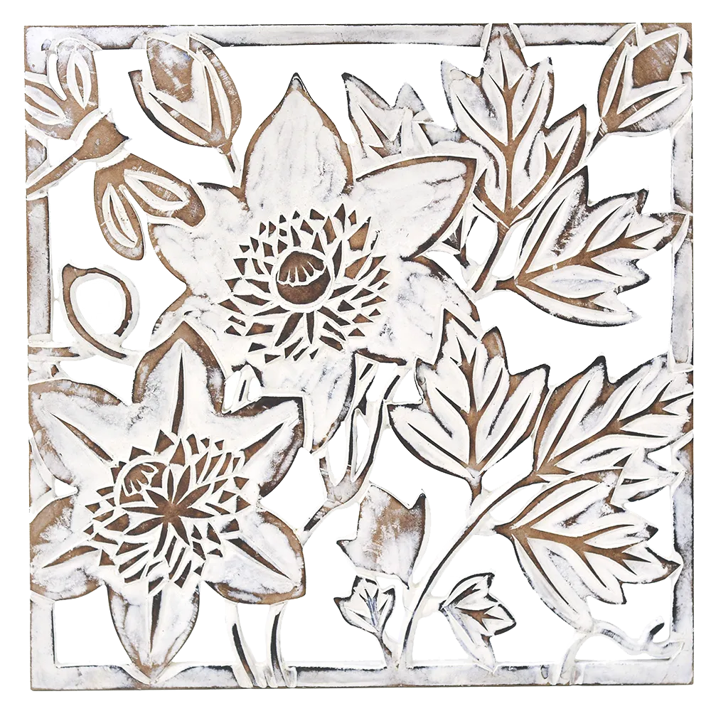 Whitewash Passion Flower Wall Art