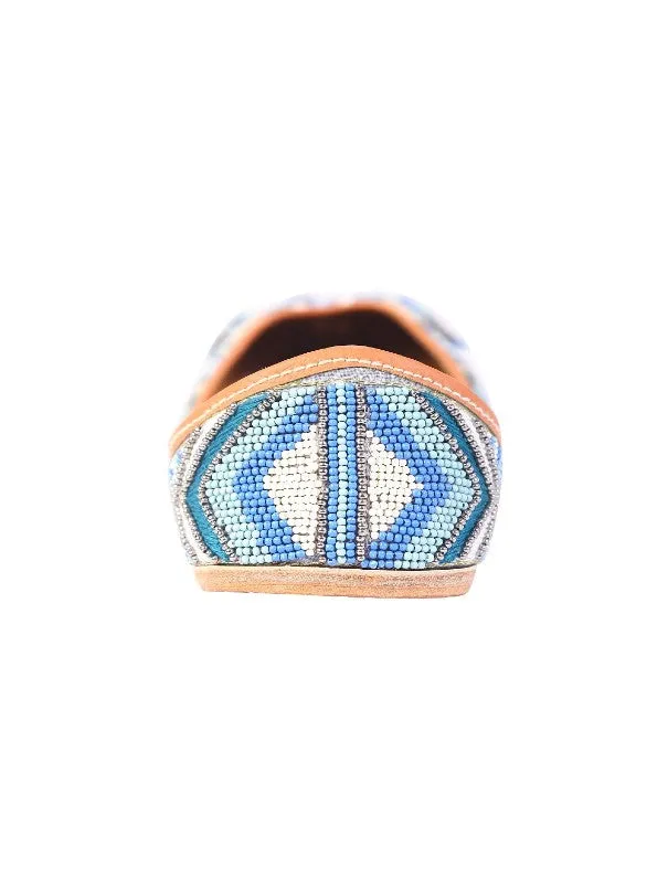 Willow - Blue Beads Embellished Leather Juttis