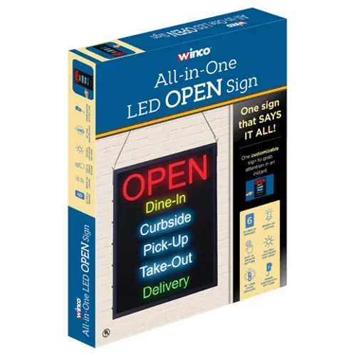 Winco LED-20 Open Sign, 6 Messages, 24" x 19"