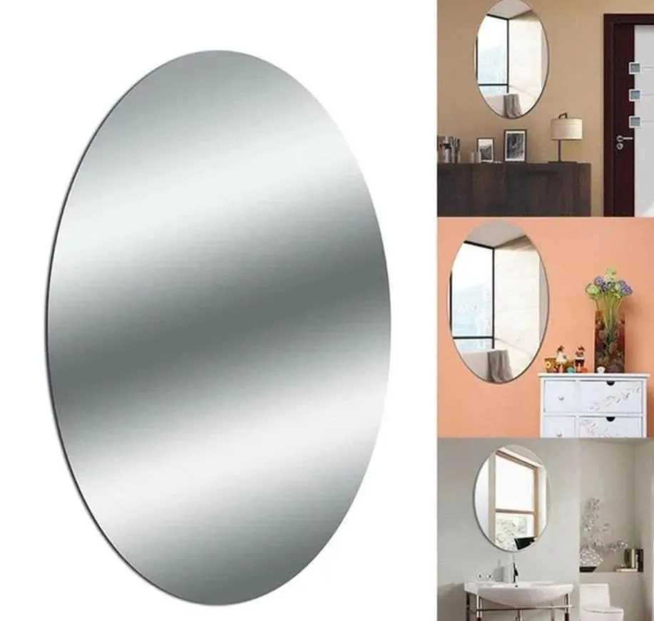 wolkwogg Oval Shape Adhesive Mirror Sticker for Wall on Tiles Bathroom Bedroom Living Room Basin Mirror Bathroom Wall Mirror Stickers Unbreakable Plastic Wall Mirror 20 * 30 (3)