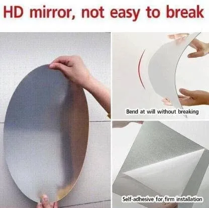 wolkwogg Oval Shape Adhesive Mirror Sticker for Wall on Tiles Bathroom Bedroom Living Room Basin Mirror Bathroom Wall Mirror Stickers Unbreakable Plastic Wall Mirror 20 * 30 (3)
