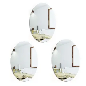 wolkwogg Oval Shape Adhesive Mirror Sticker for Wall on Tiles Bathroom Bedroom Living Room Basin Mirror Bathroom Wall Mirror Stickers Unbreakable Plastic Wall Mirror 20 * 30 (3)