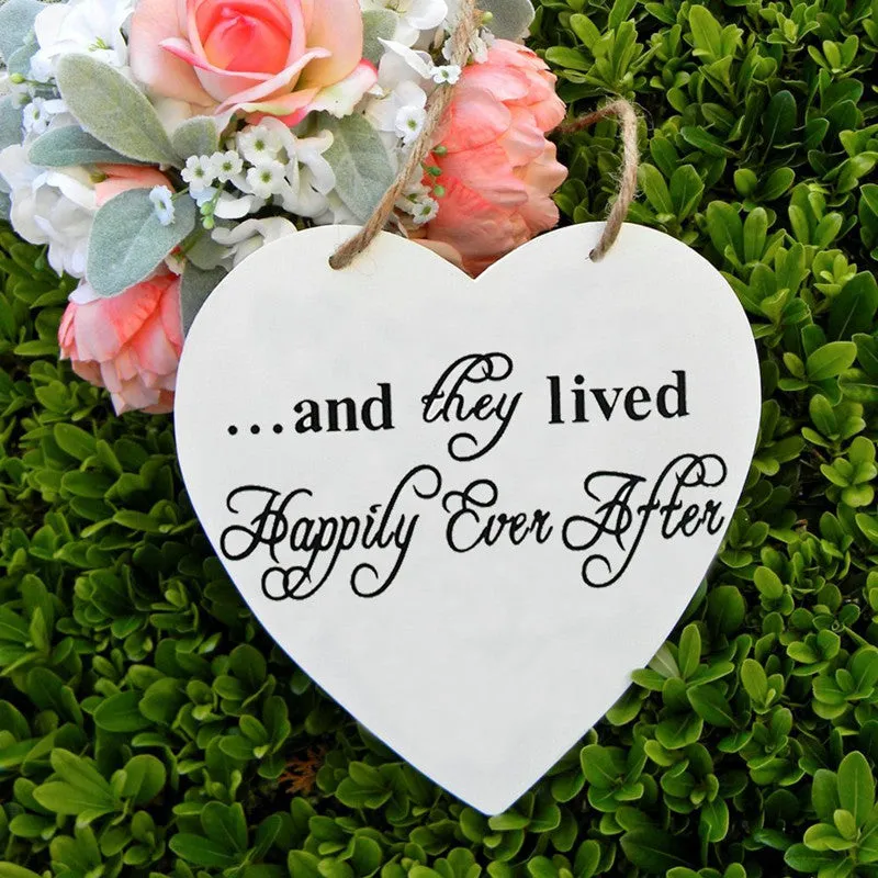 Wooden Handcrafted Heart Wedding Sign Here Comes the Bride- or They Lived Happily Ever After